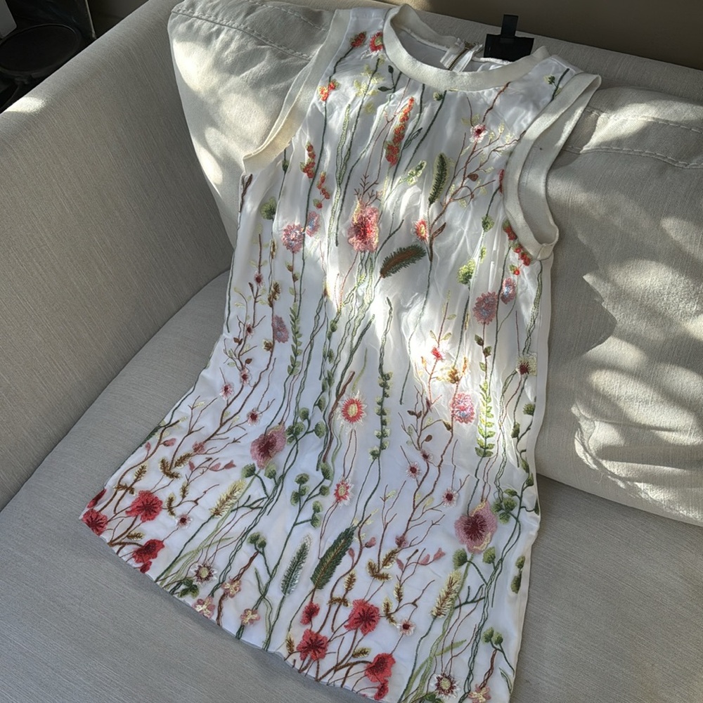 floral embroidered boutique mini dress